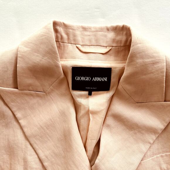 Giorgio Armani Ladies Linen Double Breasted IT 48 US 12 Blazer Blush Pink - Picture 6 of 14
